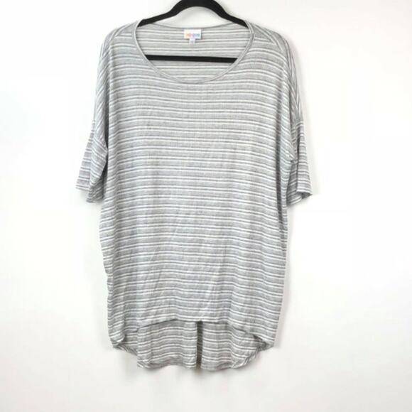Lularoe Small Womens Unicorn Irma Gray White Striped Tunic Top - Picture 1 of 6